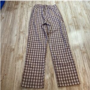Brand Melville high waisted plaid straight leg pants, elastic waistband